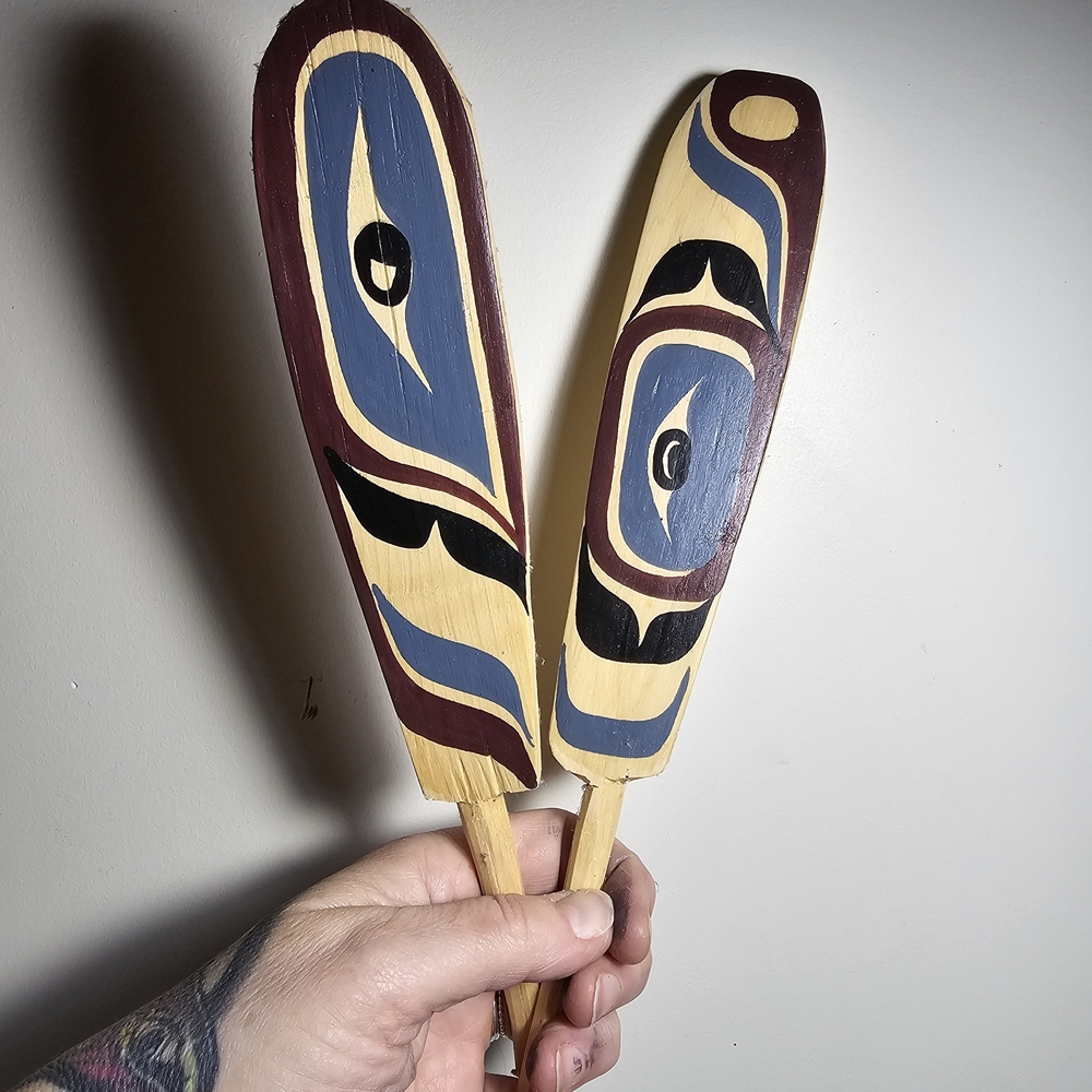 Pair of First Nations Yellow Cedar Feathers / Paddles